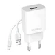 Сетевое зарядное устройство (адаптер) WALKER WH-26 1USB / 2.1A + Type-C white - изображение 1