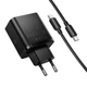 Зарядное устройство с быстрой зарядкой 65W и кабелем Type-C to Type-C HOCO N75 2Type-C + 1USB Черное - изображение 6