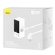 Подовжувач мережі Baseus PSLR000 OS PowerCombo Digital PowerStrip вбудований висувний кабель USB-C, з двома розетками змінного струму і портами USB 65W кабель довжиною 1.5m Glacier White - зображення 4