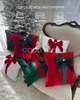 Новогодняя декоративная акцентная подушка с бантом белая с красным “Merry Christmas” 42×42 см (bow03) - изображение 2