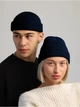 Шапка STD мини-бини с отворотом двойная вязка one size Темно-синяя - изображение 6