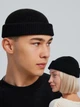 Шапка STD мини-бини с отворотом двойная вязка one size Черная - изображение 6