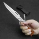 Складной нож с деревянной ручкой, подсветкой и кнопочным замком AKKnife, чехол для хранения - изображение 5