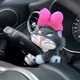 Мягкая игрушка-декор в машину на указатель поворота котик с розовым бантом (TA0153_2) - изображение 2