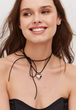 Чокер на шею с большим серебристым серцем замшевый черный Fashion Jewelry (SVS) - изображение 4