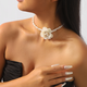Чокер Fashion Jewerly перловий з квіткою на шию прикраси намисто біле святкове (SVS) - зображення 1