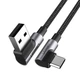 Кабель UGREEN US176 Angled USB 2.0 A to Type C Cable Nickel Plating Aluminum Shell 1m Black(20856) - зображення 1