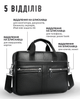 Сумка мужская кожаная на плече для ноутбука 39x29x7 / портфель для стильного мужчины, черный - изображение 2