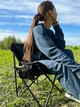 Кресло для пикника складное стул со спинкой стульчик походной раскладной стуло кресла туристический стулья для рыбалки охоты природы отдыха дачи лёгкий с подстаканником чехол в подарок - изображение 4