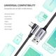 Дата кабель USB 2.0 AM to USB-C 1.0m 90° corner braid black Ugreen (50941) - зображення 4