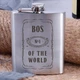 Фляга сталева "Bos №1 of the world", англійська, Дерев'яна подарункова коробка з гравіюванням, 210 мл 5155144 - зображення 2