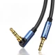 Кабель UGREEN AV112 Angled Cable 3.5mm Male to 3.5mm Male Cable Gold Plated Metal Case with Braid 0.5m Blue (60178) - зображення 3