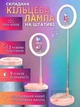 Кольцевая светодиодная селфи-лампа на штативе, диаметр LED лампы 29 см, с держателем телефона, для блогера, розовая - изображение 1