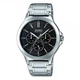 Мужские классические часы Casio MTP-V300D-1A серебристые с чёрным циферблатом - изображение 1
