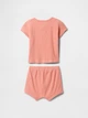 Детский комплект GAP футболка и шорты в рубчик 1159846057 (Розовый 18-24M) на рост 90 см - изображение 2