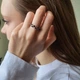 Серебряное кольцо Дорожка с Белыми и Черными камнями 18 размер серебро 925 пробы Родированное 889к 1.94г - изображение 3