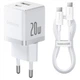 Зарядное Устройство Baseus Palm Fast Charger 20W (Type-C+USB) + кабель Type-C-Type-C 60W (1m) white - изображение 2