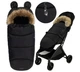Зимний конверт в коляску MoMi Sleeping Bag Black теплый спальный мешок в коляску для новорожденного, санки, автокресло, универсальный детский конверт на зиму с капюшоном, конверт зимний в коляску, флисовый конверт в коляску - изображение 1