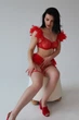 Спокусливий комплект з пір'ям червоний Sexy desires Paradise розмір М - зображення 4