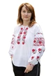 Вышиванка женская льняная Цветочная Мережка V-8023 (S)80-84 белая с красным орнаментом (435820411142) - изображение 1