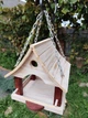 Кормушка для птиц и белок подвесная Сакура 28 см × 27 см × 32 см из натурального дерева белая - изображение 4