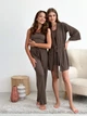 Пижама женская четверка халат майка шорты брюки Comfort Collection L-XL шоколад - изображение 1