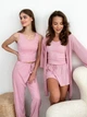 Пижама женская четверка халат майка шорты брюки Comfort Collection L-XL пудра - изображение 9