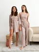 Пижама женская четверка халат майка брюки шорты Comfort Collection S-M Бежевый - изображение 10