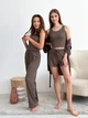 Пижама женская четверка халат майка шорты брюки Comfort Collection S-M коричневий - изображение 3
