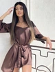 Комплект домашний женский халат и ночная рубашка Onora Collection S-M шоколад - изображение 4