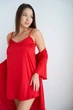 Комплект домашній жіночий халат і нічна сорочка Onora Collection S-M червоний - зображення 1