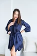 Комплект домашній жіночий халат і нічна сорочка Onora Collection S-M темно-синій - зображення 10