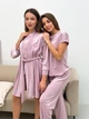 Комплект жіночий четвірка халат футболка шорти штани Evelyn Collection L-XL пудра - зображення 3