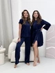 Комплект женский четверка халат футболка шорты штаны Evelyn Collection S-M темно-синий - изображение 13
