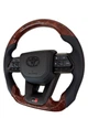 Анатомический руль для Toyota Land Cruiser 100, Prado 120. GR. Коричневое дерево под цвет салона. Черный логотип. - изображение 2