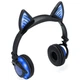 Навушники з LED підсвічуванням Bluetooth + дротове підключення UFT BL107 Blue з вушками - зображення 4