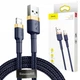 Кабель Baseus cafule Cable USB Lightning 1.5A 2m Темно-Синій + Gold - изображение 1