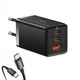 Сетевое зарядное устройство Baseus GaN5 Pro Fast Charger 2C+U 65W EU Чёрный with fast charging Cable Type-C to Type-C 100W - изображение 1