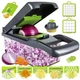 Многофункциональная овощерезка измельчитель Veggie slicer, ручной мультислайсер, кухонная терка для нарезки овощей и фруктов с насадками и контейнером, Серый с зелёным - изображение 4