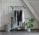 Напольная двойная телескопическая вешалка-стойка для одежды Double Bar Rack Hight Ajustable, мобильная складная вешалка на колесиках 160х130 см, Черная - изображение 9