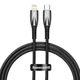 Кабель с подсветкой для быстрой зарядки Apple iPhone Baseus Glimmer Series Fast Charging Data Cable Type-C to Lightning PD 20W 1m шнур Черный - изображение 1
