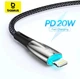 Кабель с подсветкой для быстрой зарядки Apple iPhone Baseus Glimmer Series Fast Charging Data Cable Type-C to Lightning PD 20W 1m шнур Черный - изображение 2
