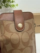 Coach C7397 Smartphone Shoulder COACH Coated Canvas Smooth Leather Signature Phone Crossbody Pouch Crossbody Pouch Crossbody Chain Smartphone Shoulder Bag Khaki - изображение 2