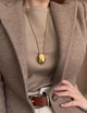Ланцюжок Fashion Jewerly з кулоном Олива з титанової сталі подовжена підвіска кольє з кулоном овал крапля, золотиста (SVS) - зображення 1