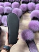 Жіночі тапочки для ламінату з натуральним хутром песця паркетні хутряні шльопанці темно-сірі розмір 38 - зображення 4
