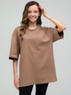 Набор футболок хлопковых оверсайз длинных женских Ray Oversize U0104W-4PACK5 S/M 4 шт Бордовый/Темно-серый/Голубой/Коричневый (RAY2000000038667) - изображение 5