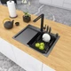 Чорна раковина на кухню з лівим крилом Nett NB-6045(L) - изображение 2