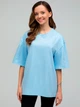 Набор футболок хлопковых оверсайз длинных женских Ray Oversize U0104W-4PACK1 2XL/3XL 4 шт Светло-зеленый/Лиловый/Голубой/Синий (RAY2000000038322) - изображение 4