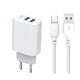 Сетевое зарядное устройство, адаптер XO L85C 2USB/2.4A + Кабель microUSB white - изображение 1