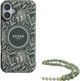 Etui Guess IML Flowers Allover Electro With Pearl Strap MagSafe do Apple iPhone 16 Green (GUHMP16SHCPOFPA) - obraz 1